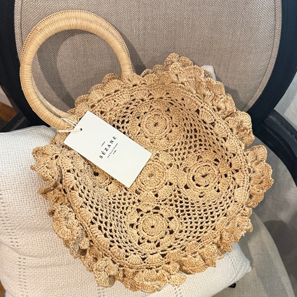 Sezane Handbags - Sezane Zina Raffia Crochet Basket Bag